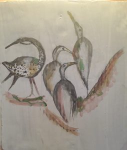 Interpretation of Chinese birds in art in watercolours