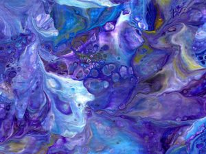 Blue acrylic paint pouring