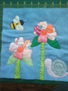 applique flower and bee patchwork square