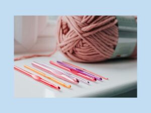 crochet hooks and yarn