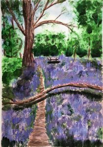 Painting of bluebell wood