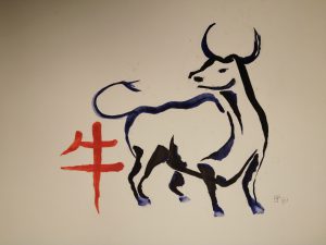 Drawing of an ox for Chinese New Year