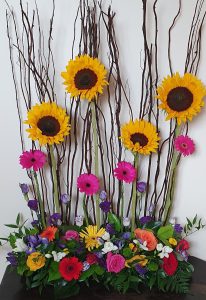 Sunflower and gerbera flower arrangement