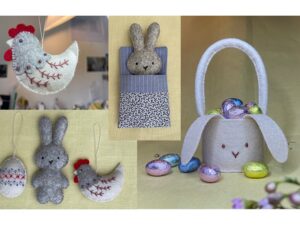 felt rabbit and hen easter decorations