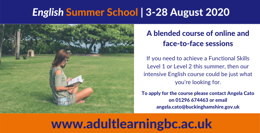 Advert to promote English Summer School 2020