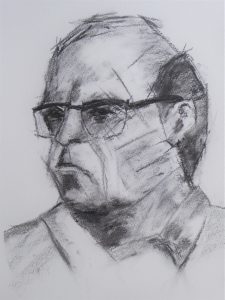 Sketch of a man in charcoal