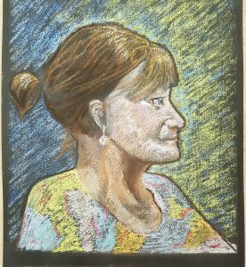 Pastel drawing of a woman