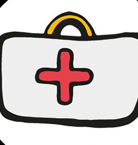 First aid box with red cross