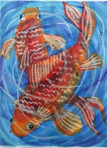 Painting of two goldfish in watercolour