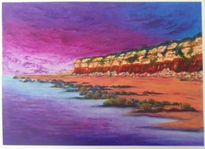 Oil pastel painting of Hunstanton Cliffs