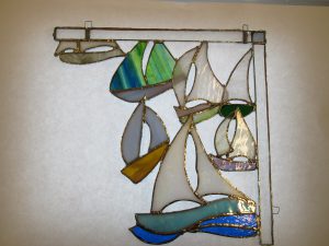 Stained glass boat regatta design