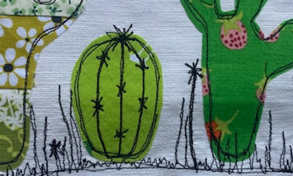 machine embroidered cactuses