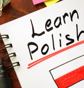 White pad with Learn Polish and polish flag written on it