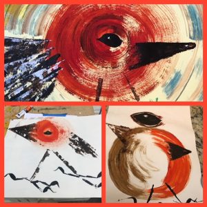 Paintings of robins