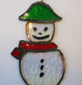 stained glass snowman