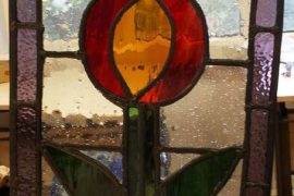 Stained glass flower panel