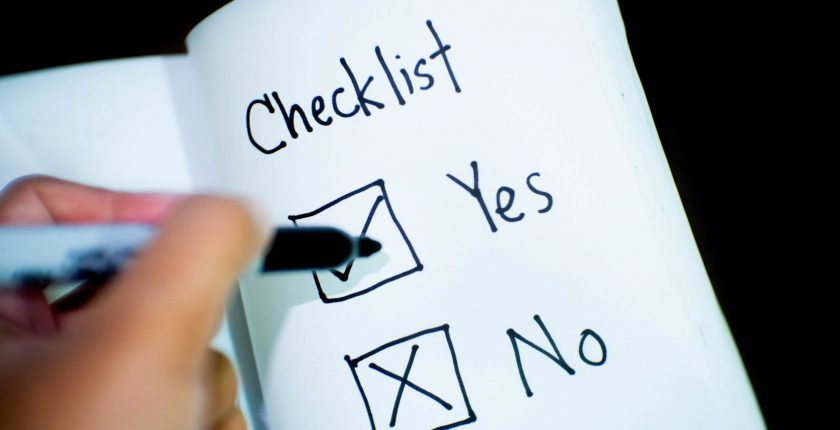 Checklist Yes or No boxes