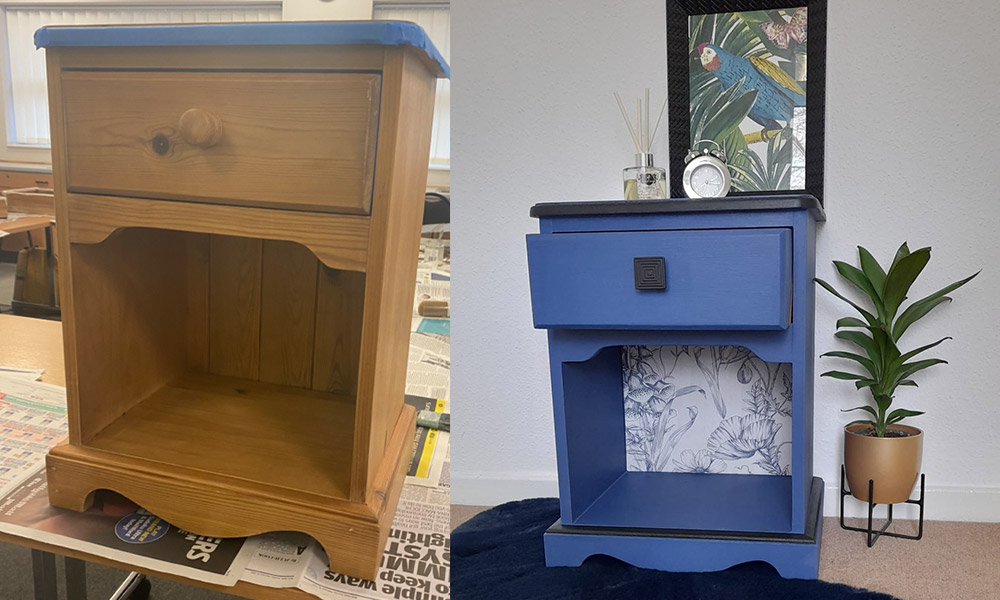 Upcycled drawer before and after