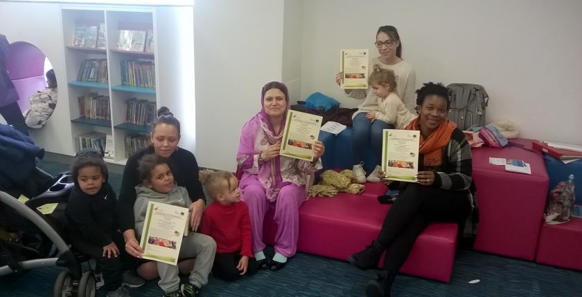 A group of women and children at Aylesbury library