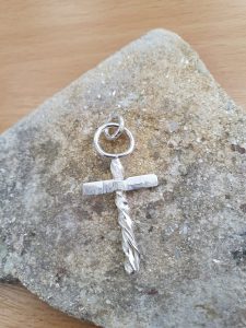 silver handcrafted cross pendant