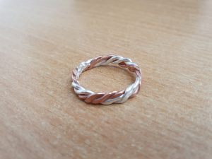Twisted copper and silver ring