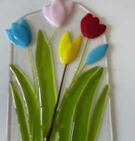 fused glass flowers decorative piece