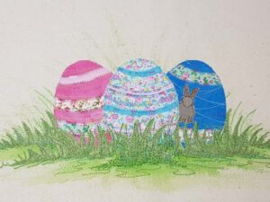 machine embroidered easter eggs