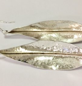 Two silver leaf earrings